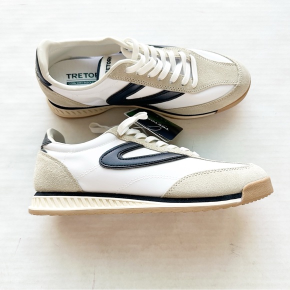 Tretorn Shoes - Tretorn New Kristine Retro Sneakers in White / Navy Blue NWT